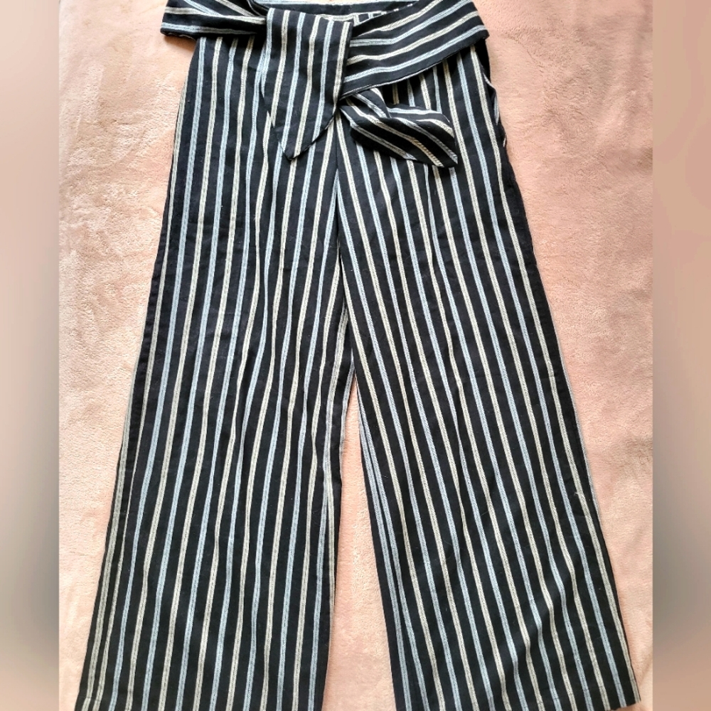 Wide-Leg Striped Palazzo Pants